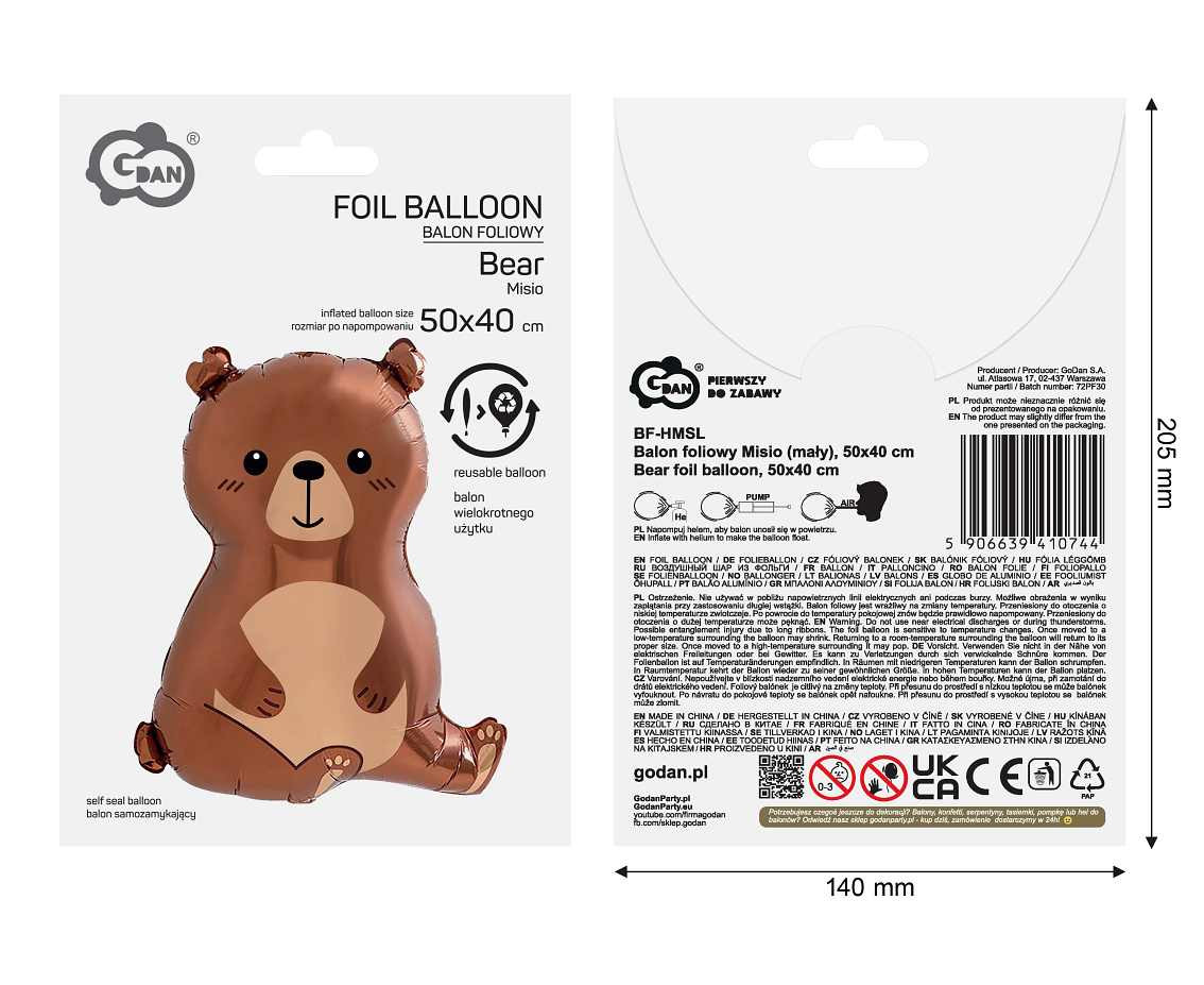 Bear foil balloon, 50x40 cm EOL